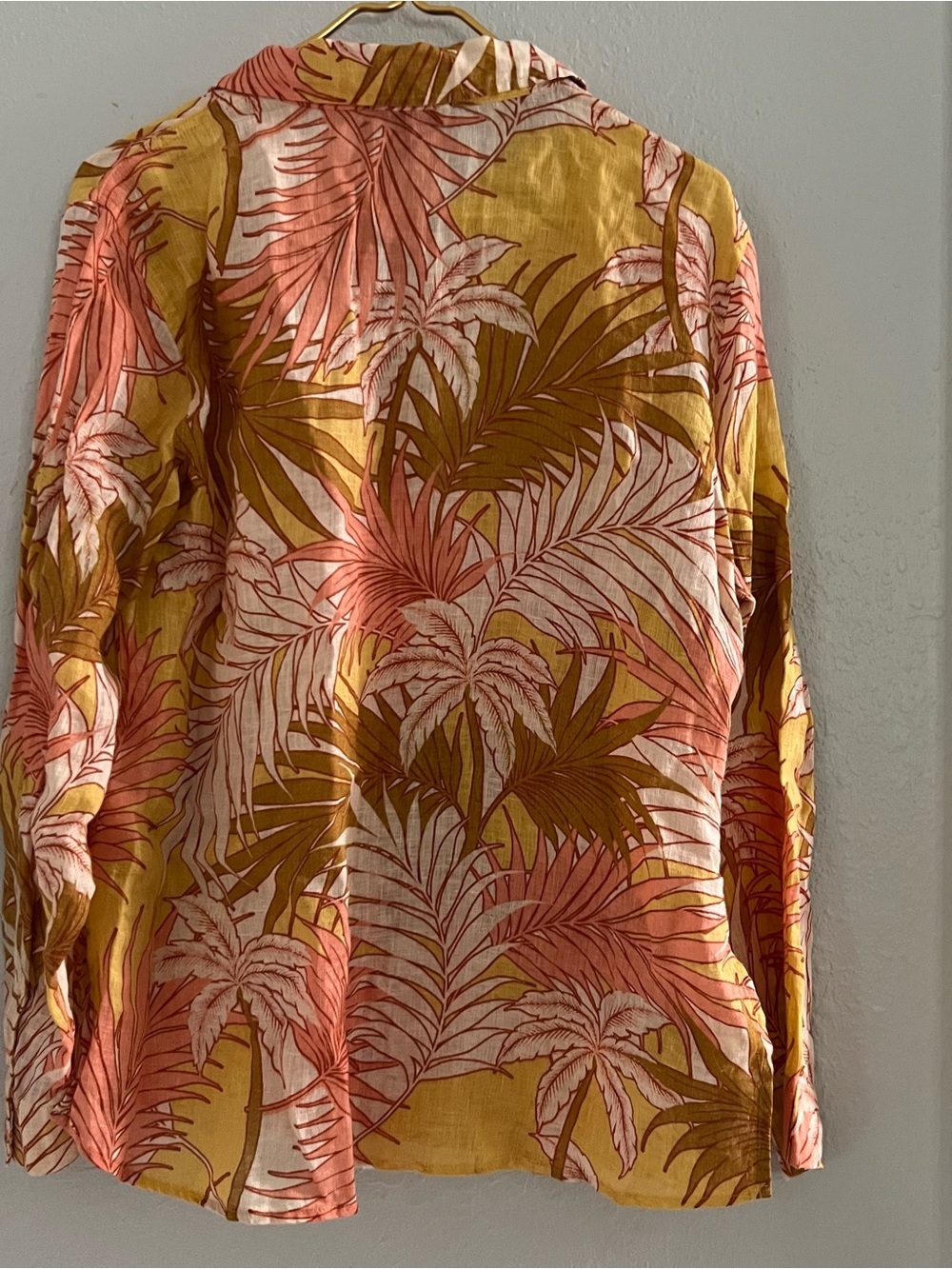 Tahari Women’s 100% Linen Tropical Palm Print Button-Down Shirt Sz M Resort Wear - Picture 3 of 7